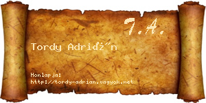Tordy Adrián névjegykártya
